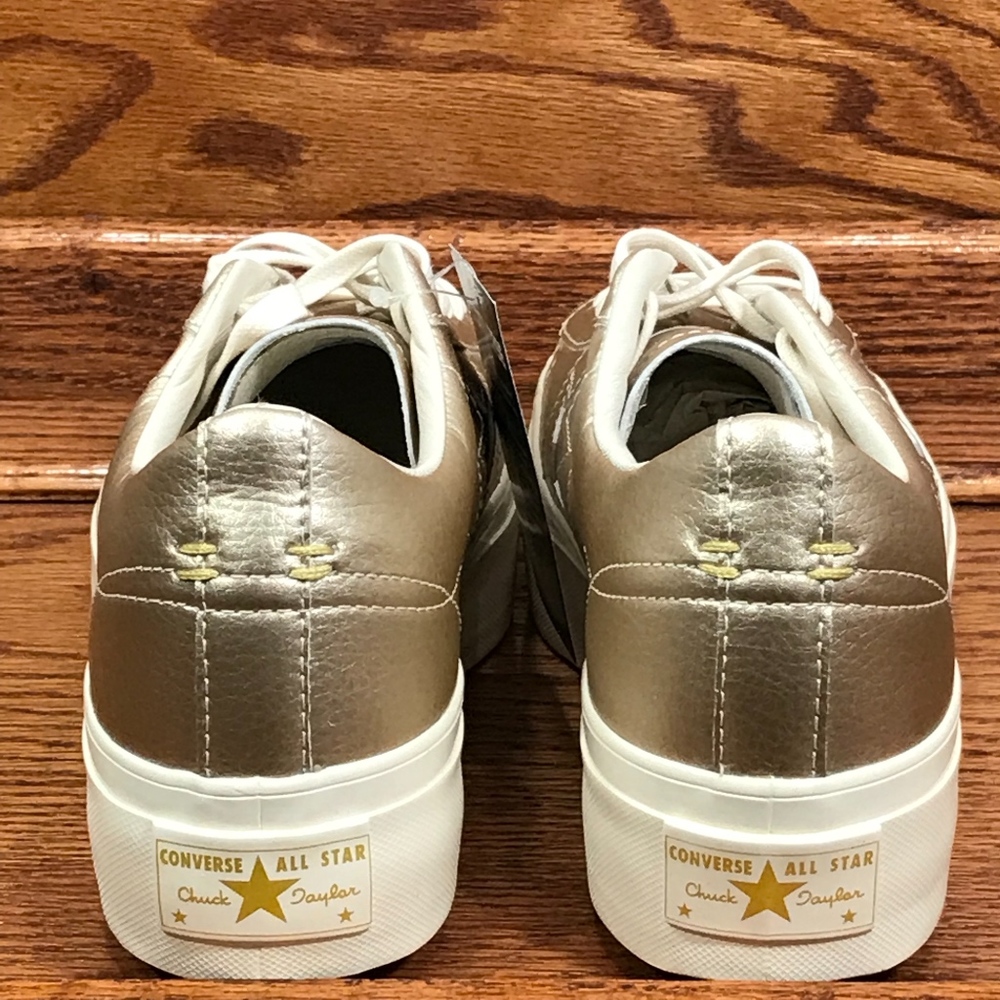 Converse One Star Platform Ox Gold Egret Shoes - Picture 5 of 7